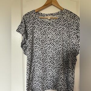 Michael Kors Black Floral Ruffle Sleeve Top xl